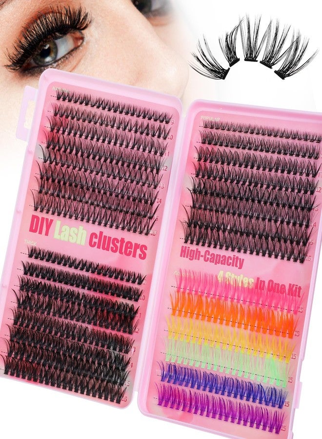 Thrymme 600 Pcs Lash Clusters with Color, Color Lash Clusters Fluffy with D-Curl Volume, DIY Colorful Lashes Cluster for Home Salon & Party - Image 1